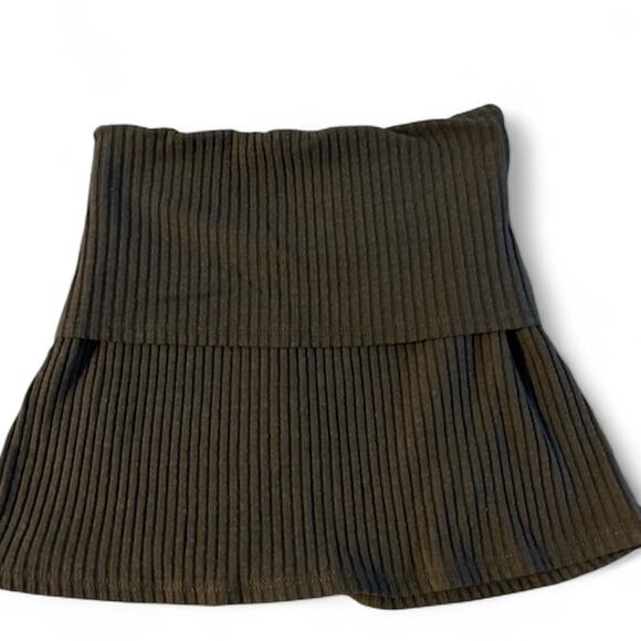 JOAH BROWN FOLDOVER MINI SKIRT ARMY LUXE RIB M/L - Picture 4 of 5